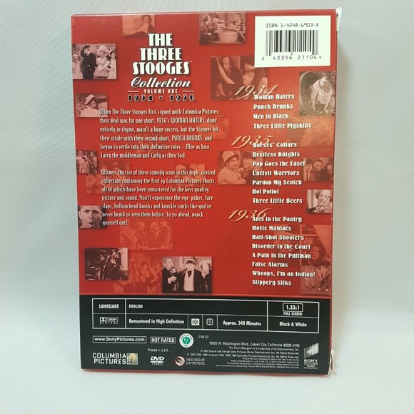 The Three Stooges Collection Volume One 1934-1936 DVD Box Set 19 Movie Shorts - Picture 2 of 7